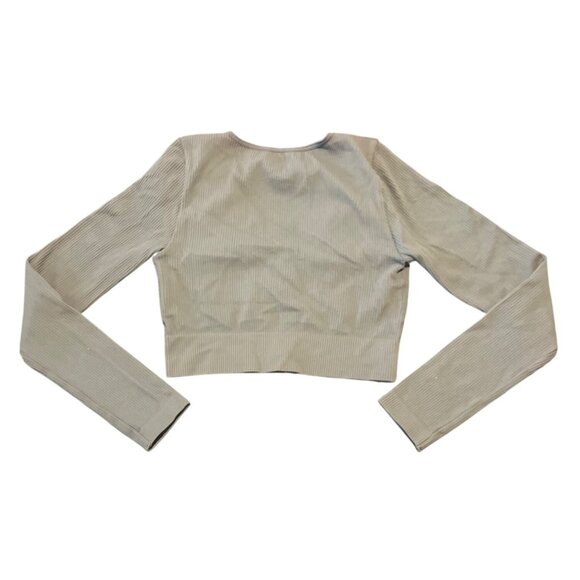 Garage Womens Ribbed Long Sleeve V-Neck Crop Top P/S Nylon Spandex - Picture 5 of 5